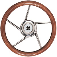 Uflex 5 Spoke S/S Wheel w/Mahogany grip-13.8" Dia.